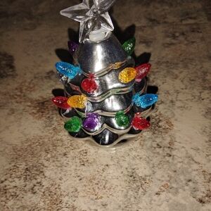 Silver Christmas Tree Ornament with Colorful Lights Need A Battery New